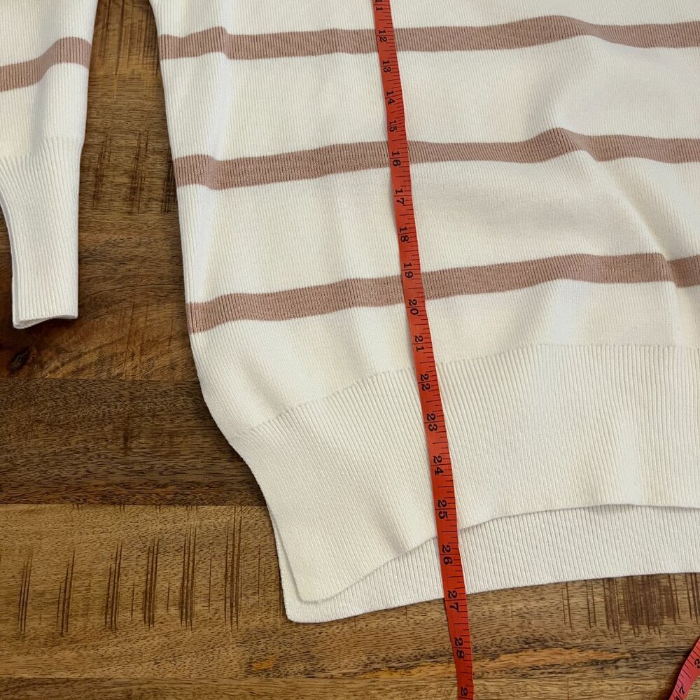 Pink Lily Cream Striped Crewneck Tunic Sweater M - Picture 9 of 9